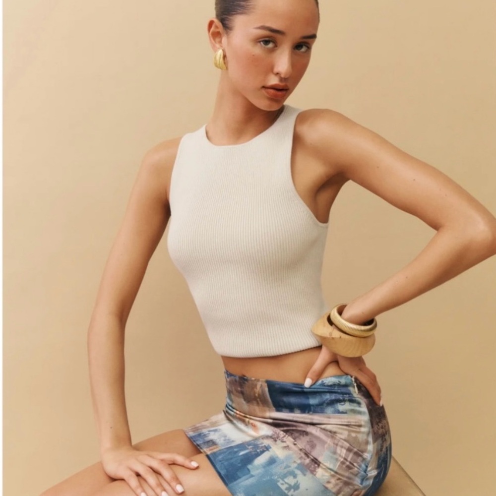 Reformation Cream Ribbed Tank Top